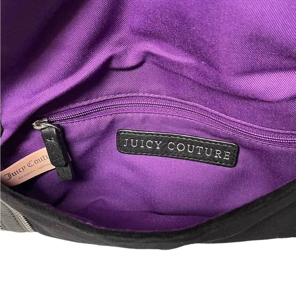 JUICY COUTURE SUZE CHAIN VELOUR NAVY BLUE CLUTCH RINESTONE.